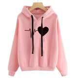 Heart Print Streetwear Hoodies Women Sweatshirt Spring Autumn Long Sleeve Hoodie Clothes from Eternal Gleams