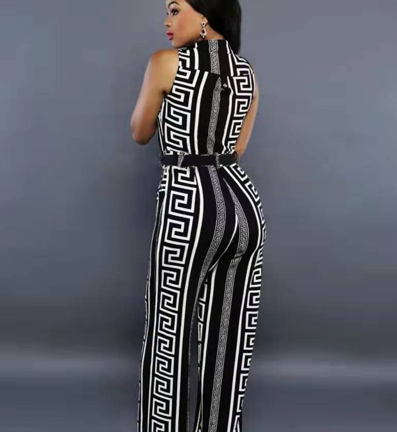 Chic Printed Jumpsuit with Belt from Eternal Gleams