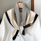 Fashionable Striped Imitation Silk Small Square Scarf - Elegant Accessory for Women from Eternal Gleams