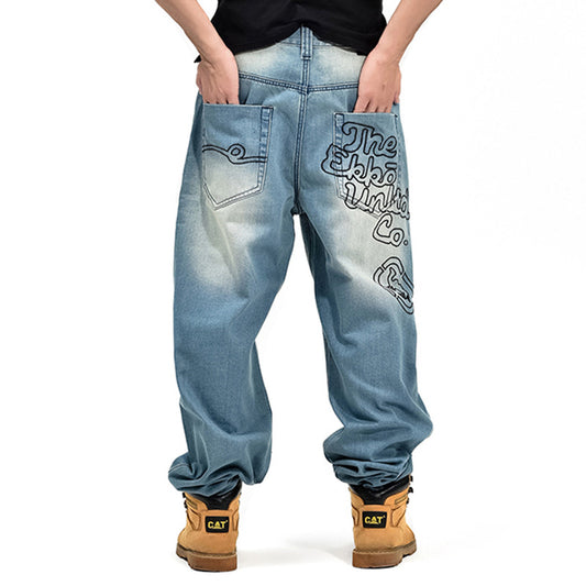 Hip-hop Style Denim Loose Casual Men's Jeans from Eternal Gleams