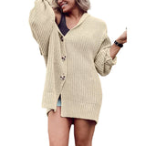 Women's Lapel Pocket Knitted Cardigan Button Mid-length Coat from Eternal Gleams