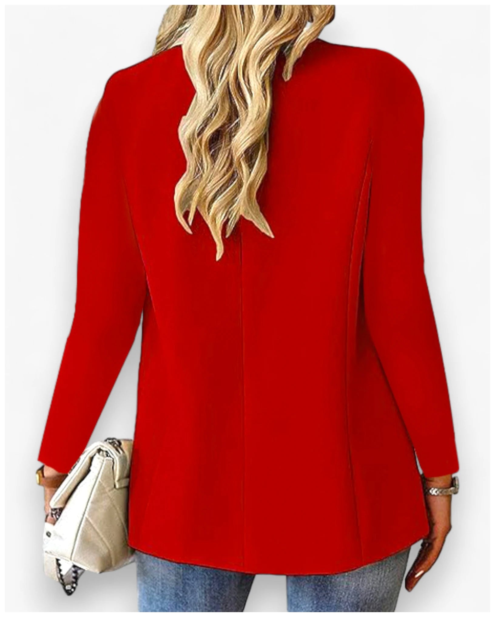 Women's long sleeve solid color cardigan suit jacket for autumn