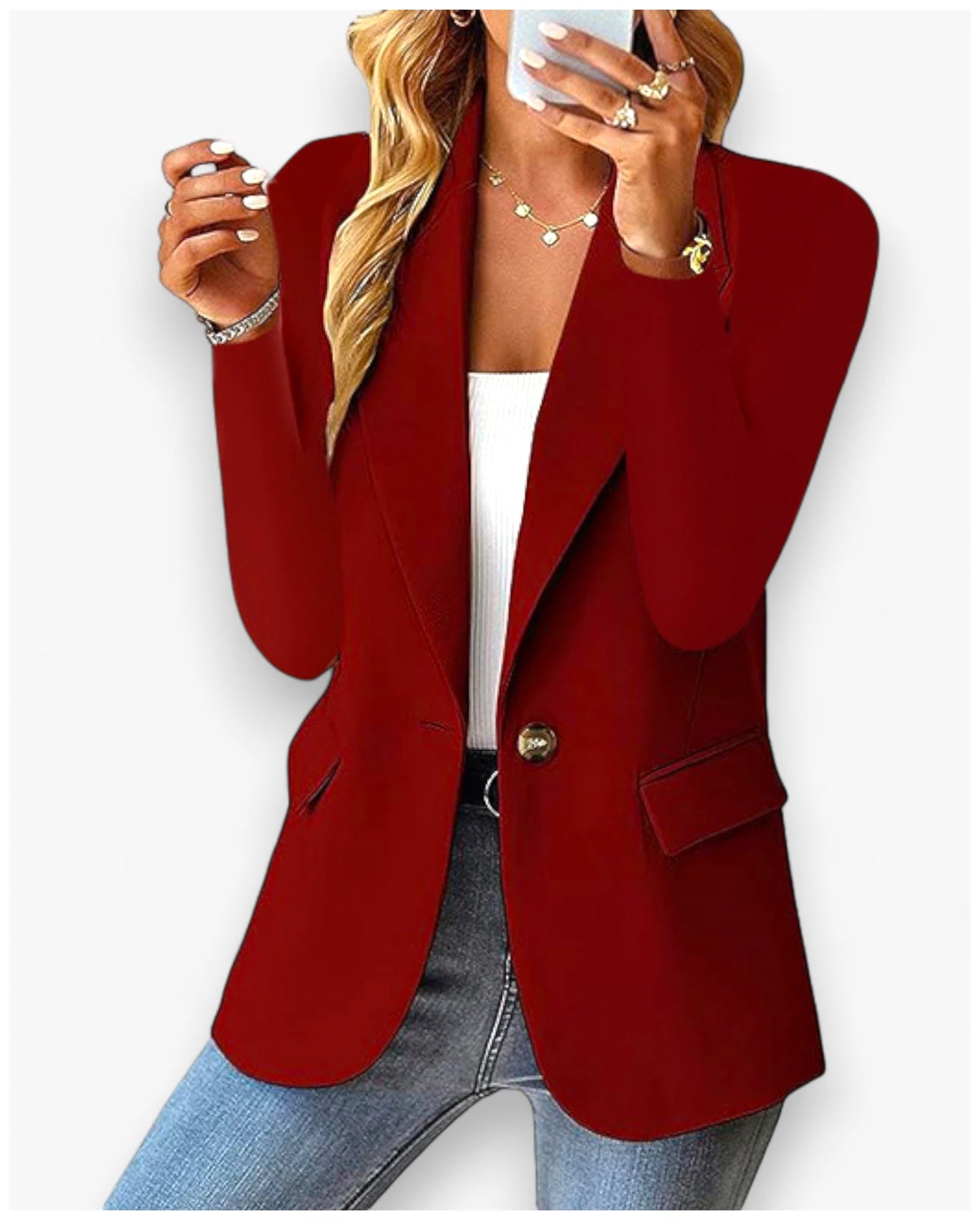 Women's long sleeve solid color cardigan suit jacket for autumn