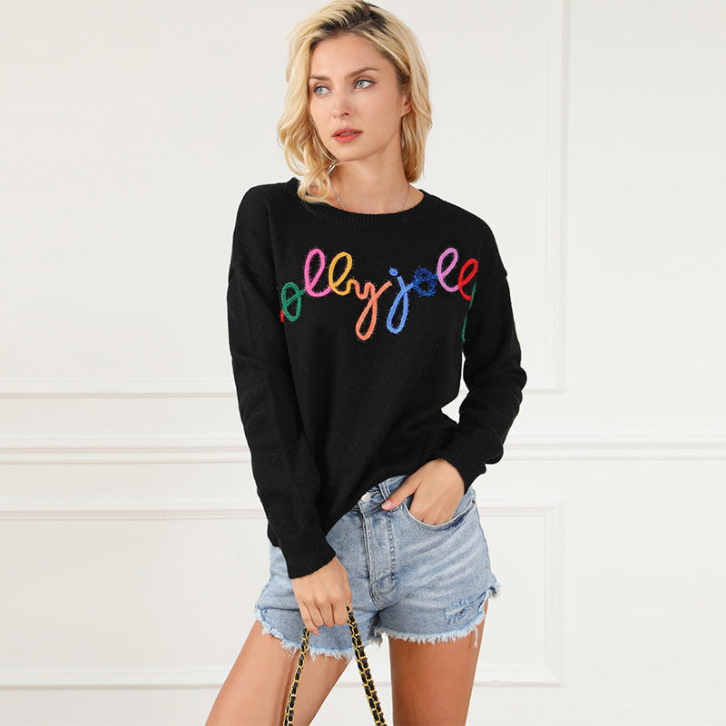 Urban Chic Letter Print Crew Neck Sweater from Eternal Gleams