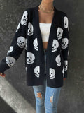 Chic Halloween Skull Jacquard Cardigan