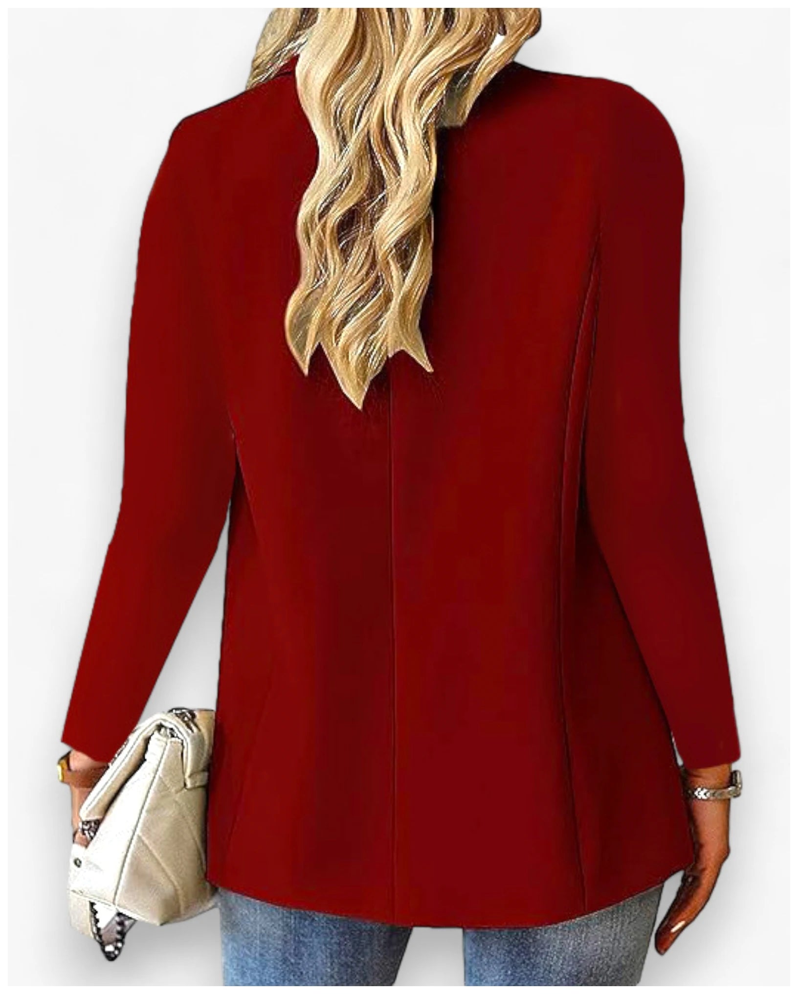 Women's long sleeve solid color cardigan suit jacket for autumn