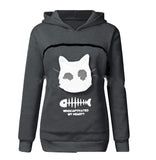 Women Hoodie Sweatshirt With Cat Pet Pocket Design Long Sleeve Sweater Cat Outfit from Eternal Gleams