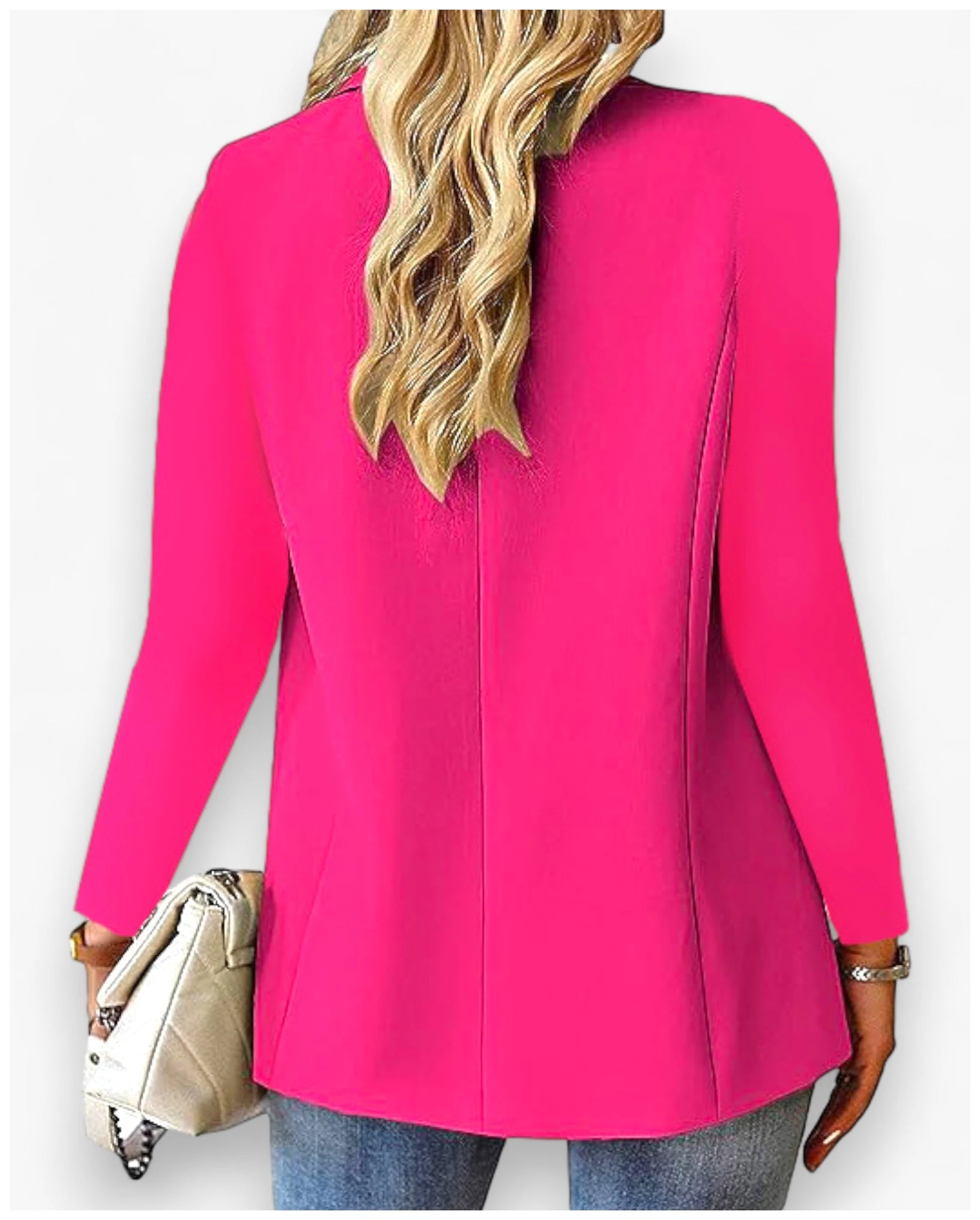 Women's long sleeve solid color cardigan suit jacket for autumn