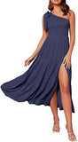 Chic Summer Splendor: Women's One-Shoulder Pleated Dress from Eternal Gleams