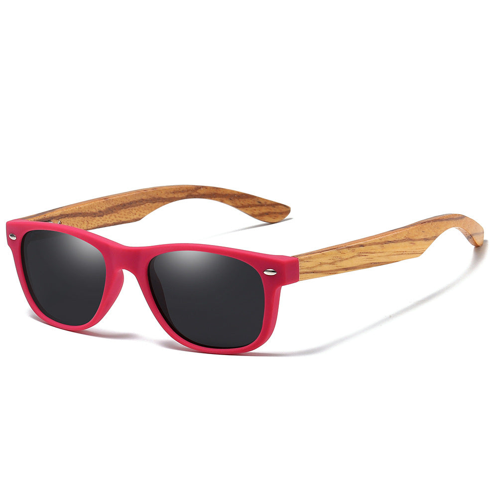 Childrens Natural Wood Frame Colorful Polarized Sunglasses from Eternal Gleams