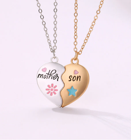 Mother-Daughter Matching Heart Magnetic Pendant Necklace Set from Eternal Gleams