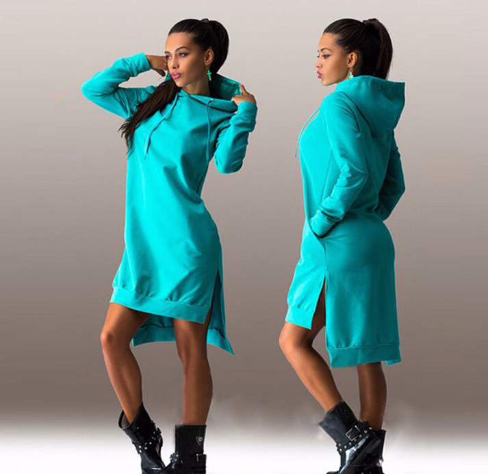 Irregular Hooded Long Sleeve Dress Sweatshirt from Eternal Gleams