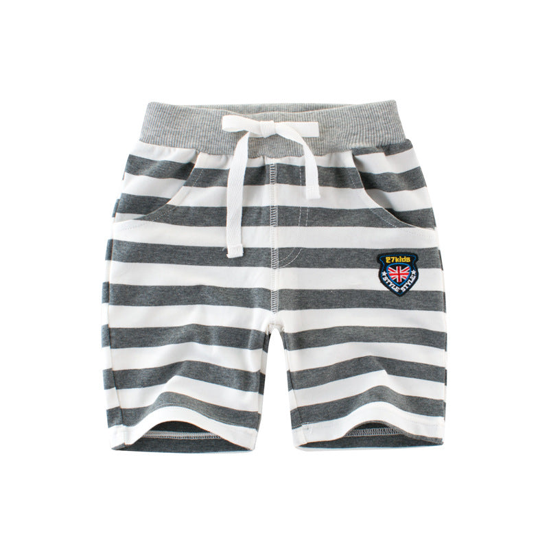 Boys' trousers striped elastic cotton baby Capris children's trousers summer style from Eternal Gleams