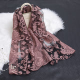 Floral Elegance: Hollow Silk Scarf from Eternal Gleams