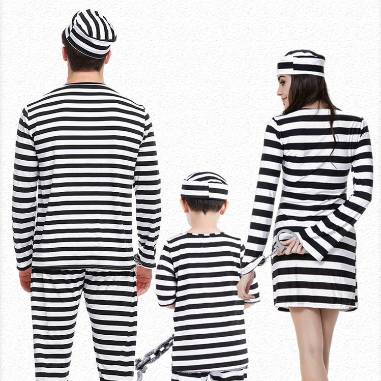 Striped parent-child prisoner costume from Eternal Gleams