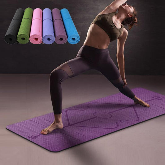 ZenFlow TPE Yoga Mat with Position Line | Eco-Friendly & Non-Slip from Eternal Gleams