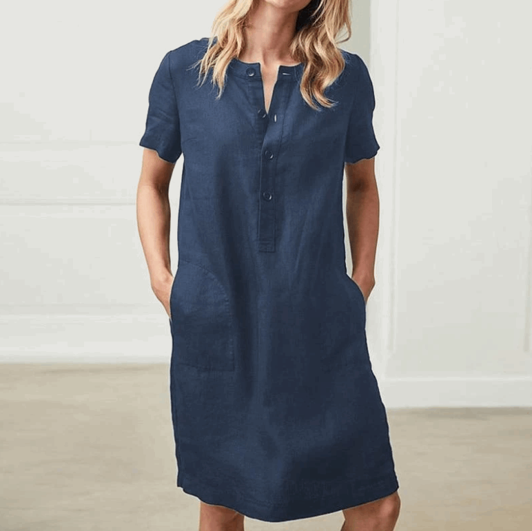 Breezy Linen Blend Short-Sleeved Skirt