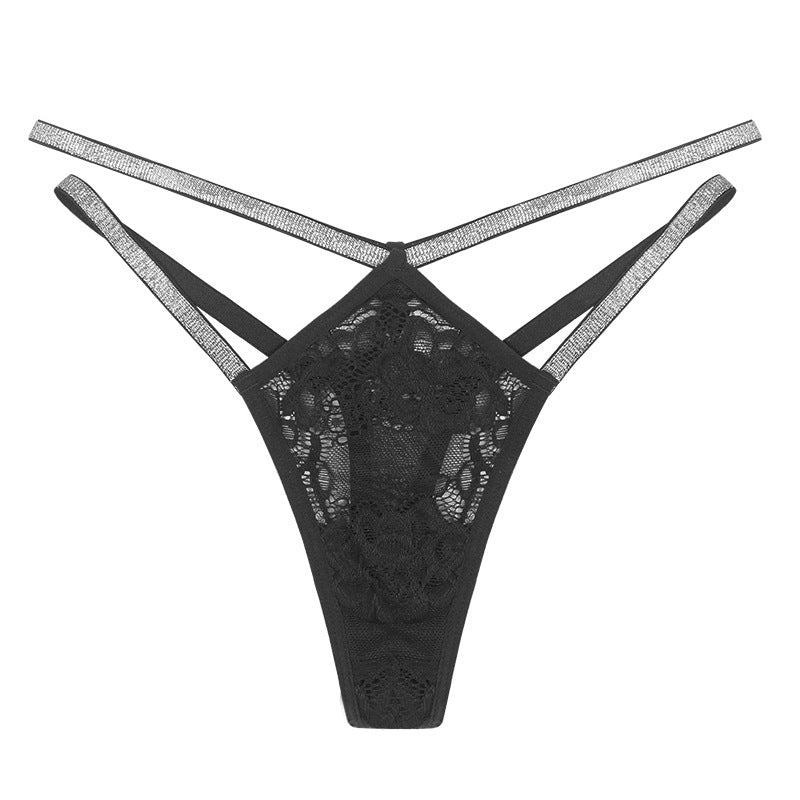 Mesh Traceless Adjustable Lace Thong - Front View