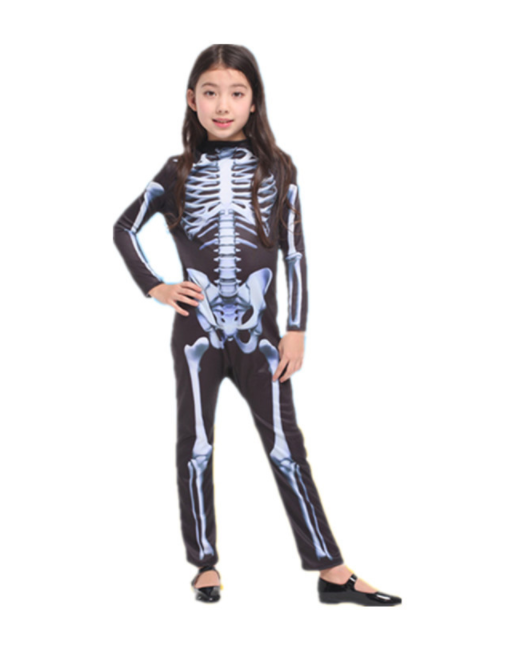 Colorful Skeleton Costume - Vibrant and unique skeleton print jumpsuit for Halloween.