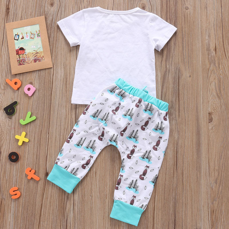 Cozy Cotton T-shirt Tops+Pants Set for Newborns - Easy Outfits for Little Ones from Eternal Gleams