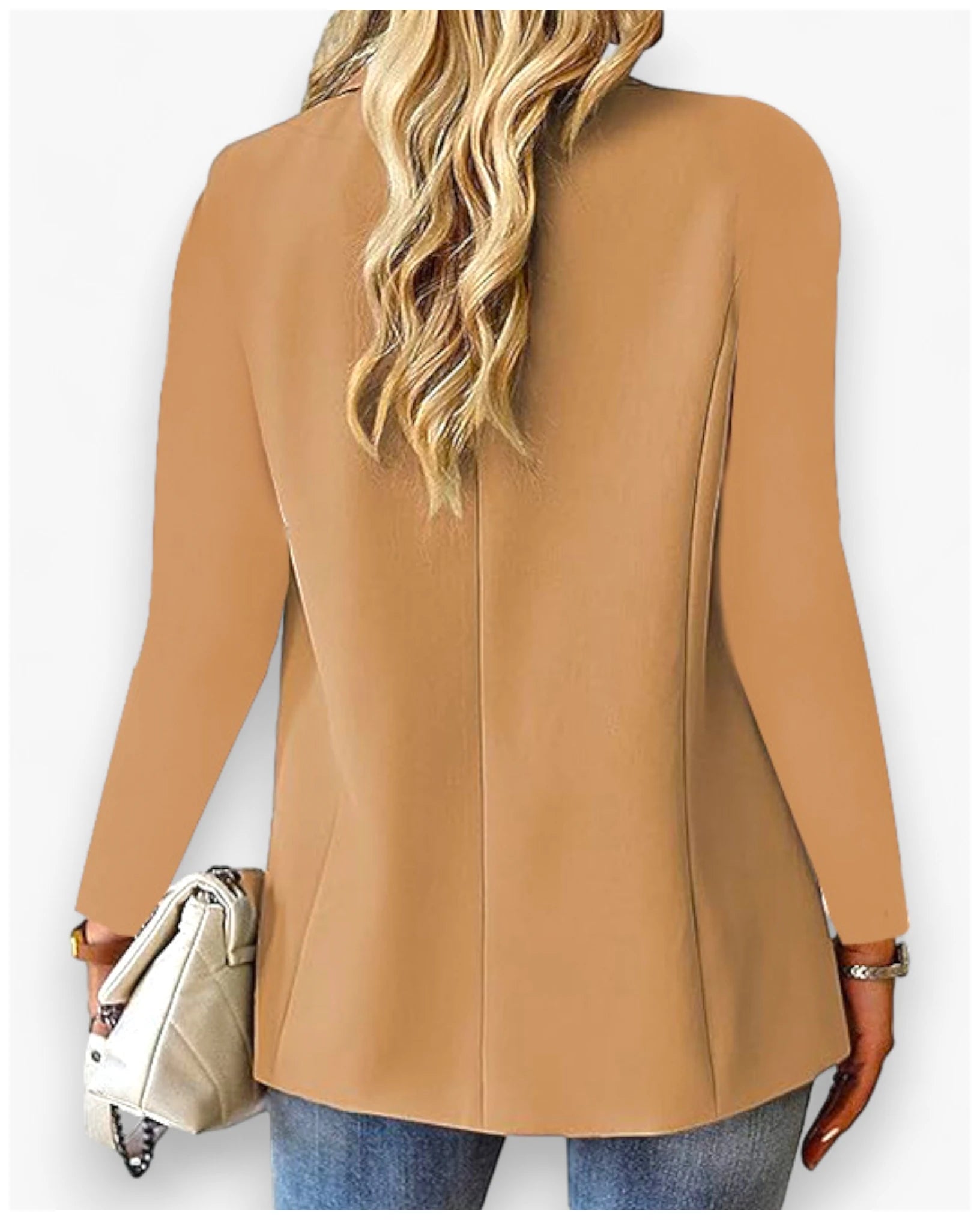 Women's long sleeve solid color cardigan suit jacket for autumn