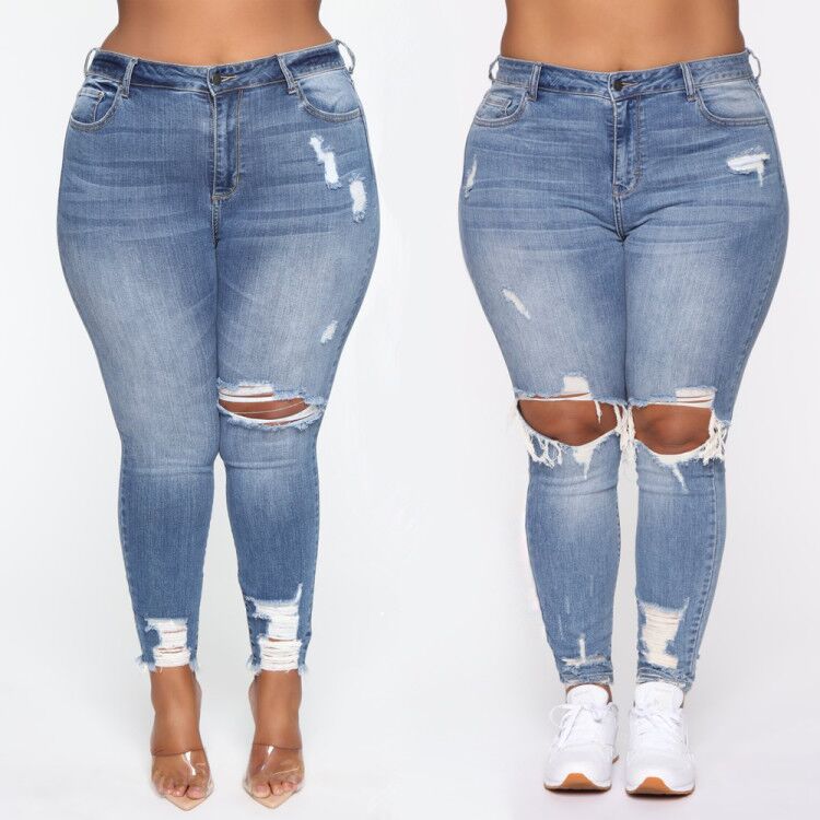 Stretch Ripped Women Plus Size Jeans Plus Size Jeans from Eternal Gleams