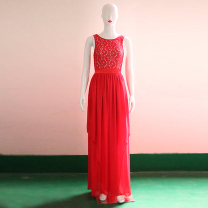 Ethereal Fusion: Lace Spliced Irregular Chiffon Dress