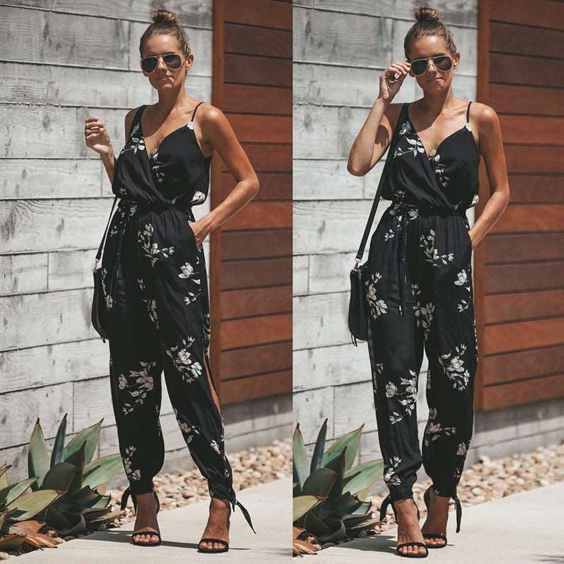 Flaunt Your Style: Printed Sexy Backless Jumpsuit
