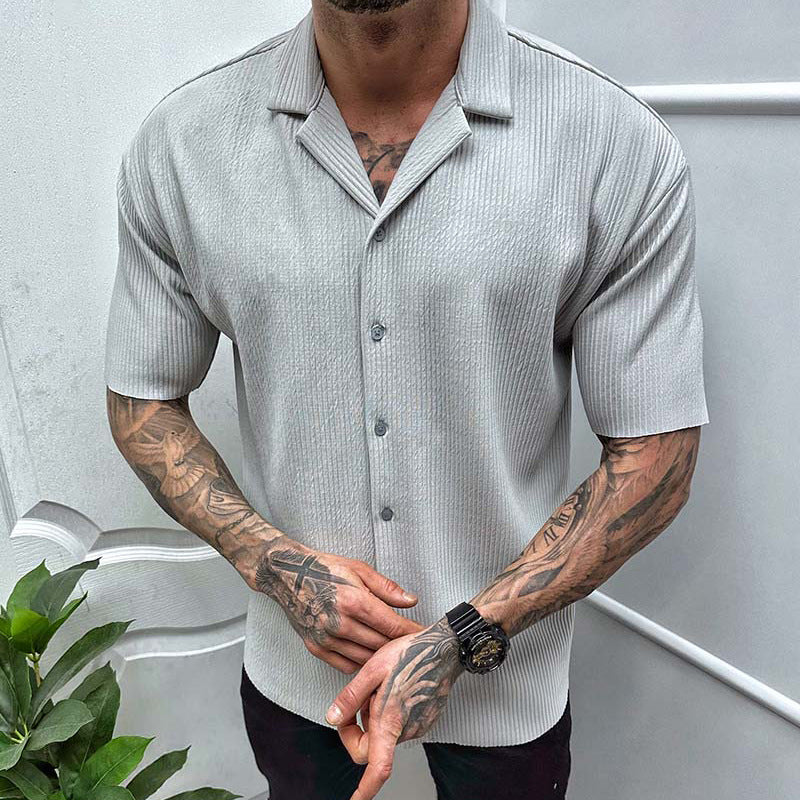 Urban Comfort: Men's Short Sleeve Cardigan from Eternal Gleams