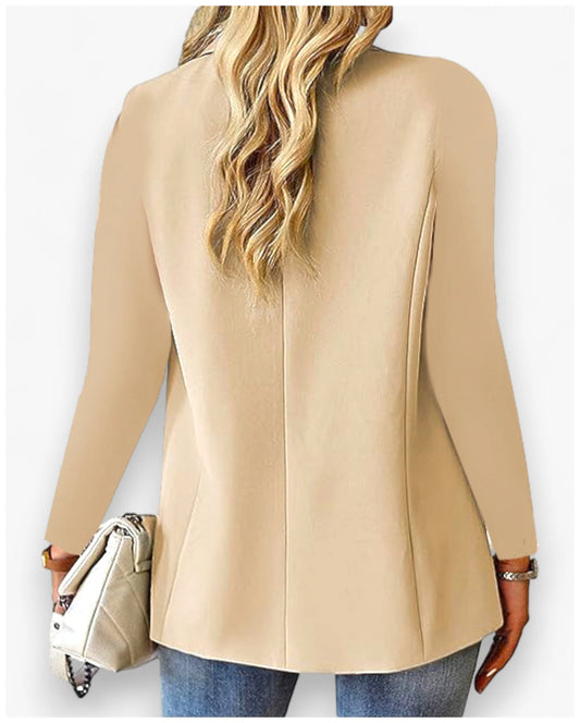 Women's long sleeve solid color cardigan suit jacket for autumn