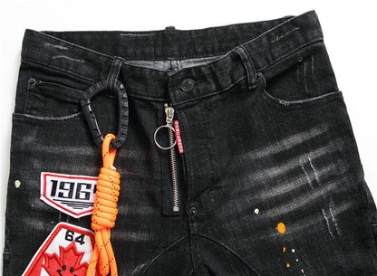 Les patchs de personnalité de peinture détruisent les jeans pour hommes