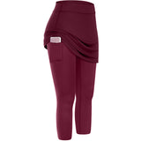 Women Tennis Skirted Leggings Pockets Elastic Sports Yoga Capris Skirts Legging from Eternal Gleams