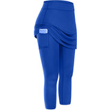 Women Tennis Skirted Leggings Pockets Elastic Sports Yoga Capris Skirts Legging from Eternal Gleams