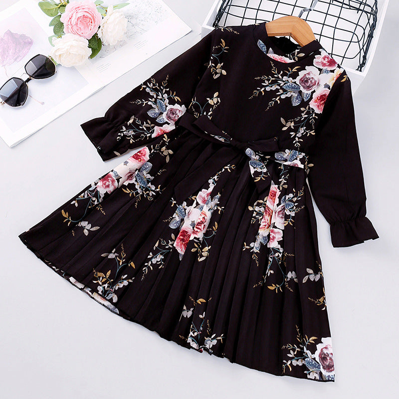 Elegant Printed Long Sleeve Princess Dress for Girls from Eternal Gleams.