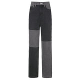 Contrasting Stitching High-rise Straight-leg Jeans Women from Eternal Gleams