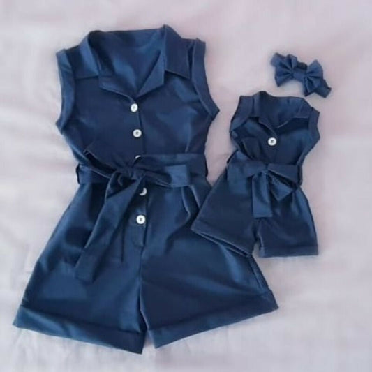 Baby Girl Sleeveless Denim Romper from Eternal Gleams.