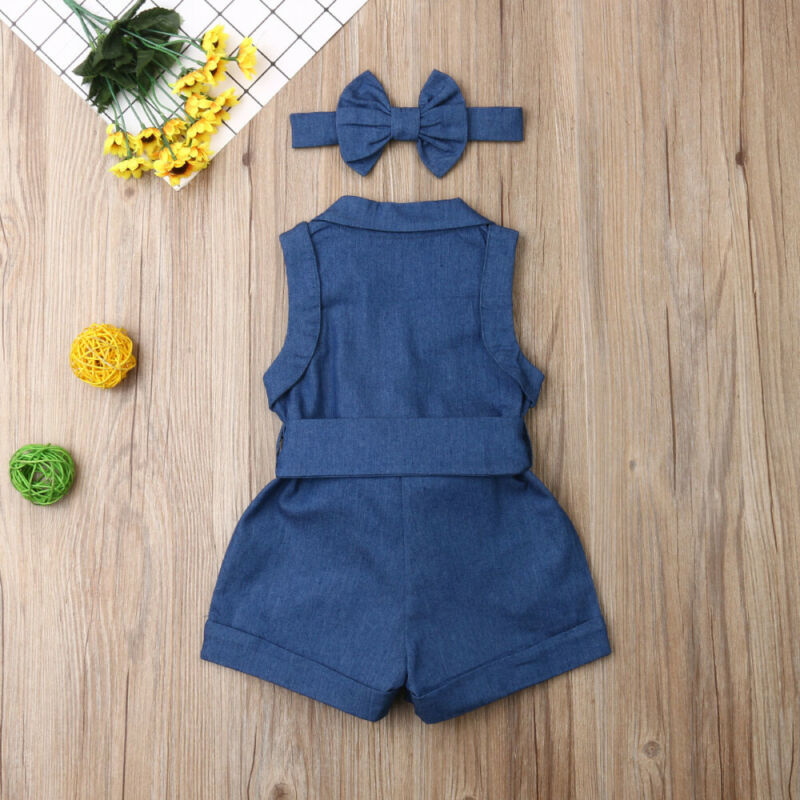 Baby Girl Sleeveless Denim Romper from Eternal Gleams.