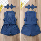 Baby Girl Sleeveless Denim Romper from Eternal Gleams.