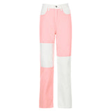 Contrasting Stitching High-rise Straight-leg Jeans Women from Eternal Gleams