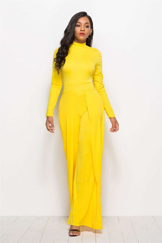 Sultry Long Sleeve Wide Leg Jumpsuit