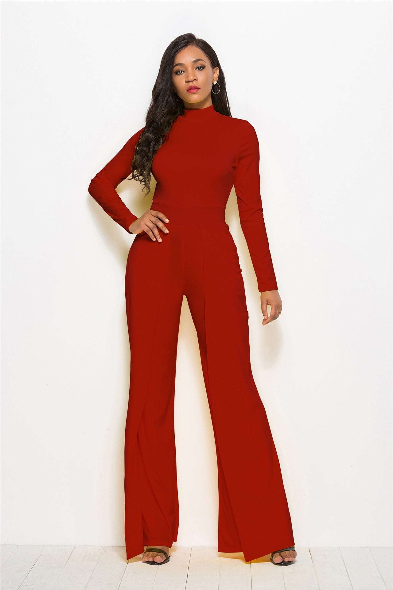 Sultry Long Sleeve Wide Leg Jumpsuit