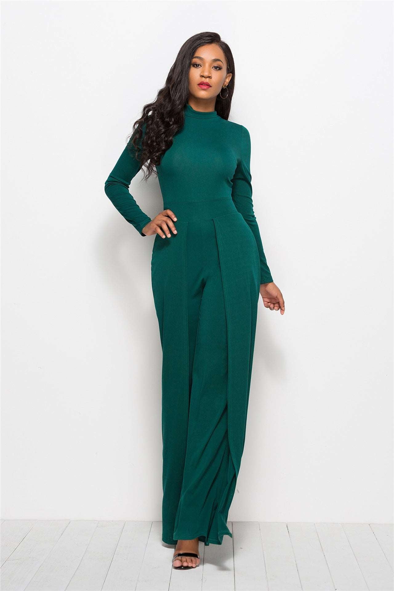 Sultry Long Sleeve Wide Leg Jumpsuit