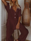 Summer Chic: Women's Cotton Linen Slim Pants Jumpsuit from Eternal Gleams