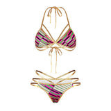 Golden Goddess: SWING Women's Gold Geometric Bikini Set from Eternal Gleams