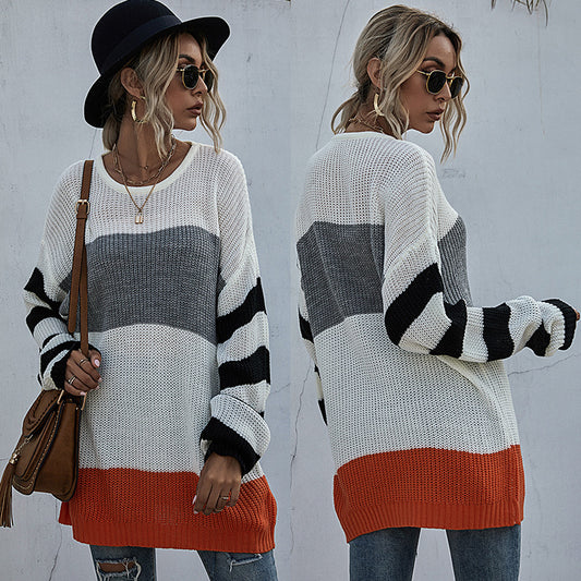 Chic Striped Knitted Sweater: Effortless Elegance from Eternal Gleams
