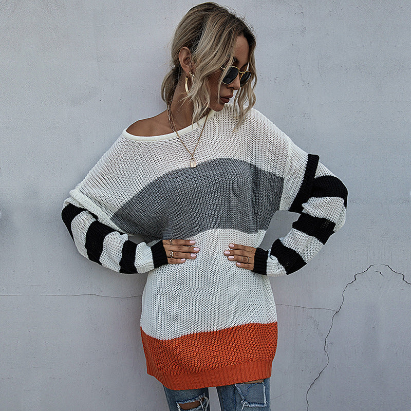 Chic Striped Knitted Sweater: Effortless Elegance from Eternal Gleams