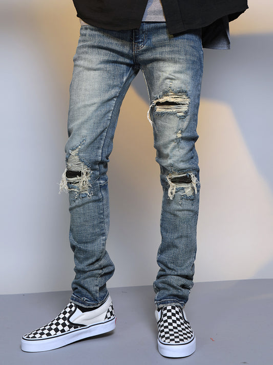 Mens Ripped Washed Blue Denim Jeans from Eternal Gleams