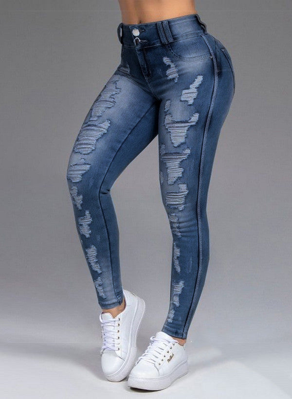 Hot Sale Ladies Jeans Ripped Holes Show Thin Stretch Jeans Trousers Women Trousers from Eternal Gleams