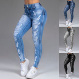 Hot Sale Ladies Jeans Ripped Holes Show Thin Stretch Jeans Trousers Women Trousers from Eternal Gleams