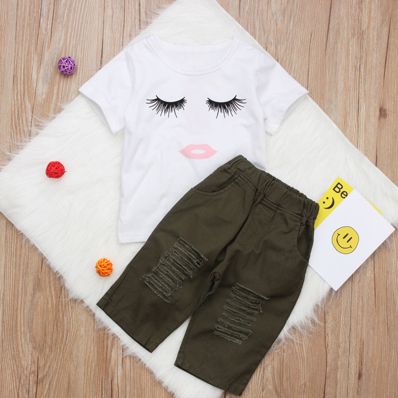 Pudcoco Eyelash Tops & Leggings Set for Girls from Eternal Gleams